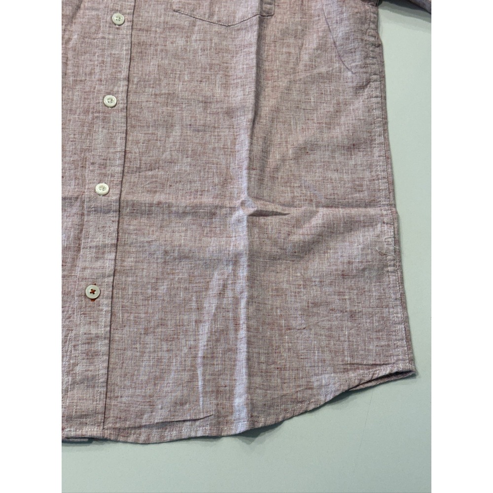 Weatherproof Vintage Men L Red Short Sleeve Button Down Shirt Linen Cotton - Picture 10 of 14